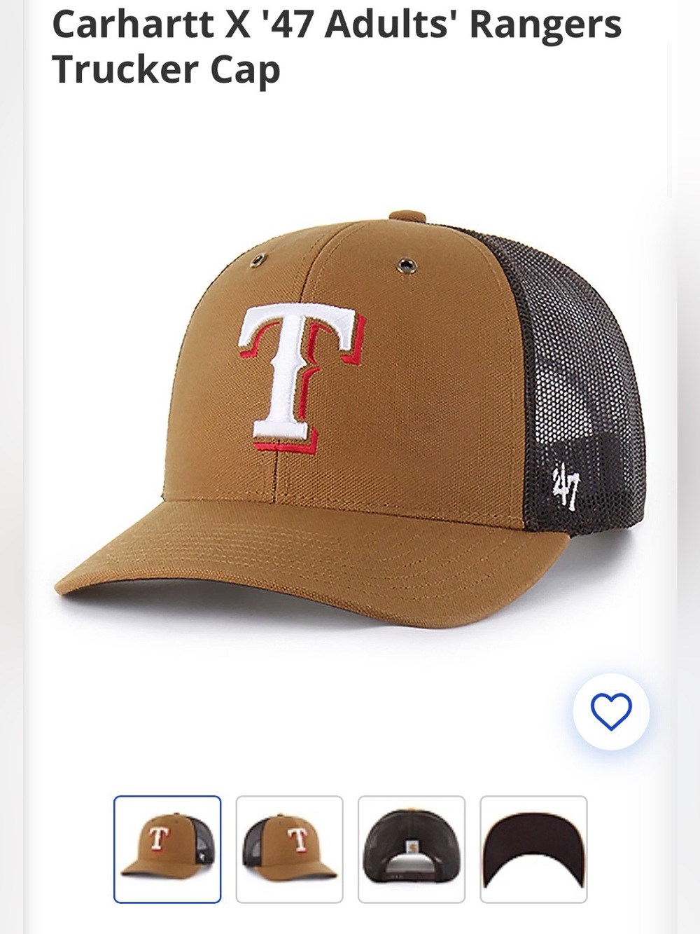 Hat / Cap  Carhartt Texas rangers colaboration